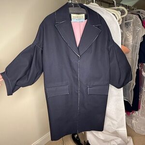 Tish Cox Navy raincoat with Balloon Sleeves